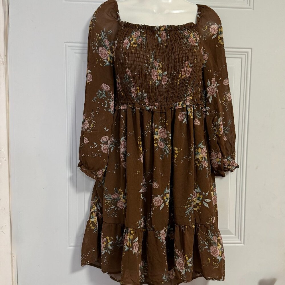 Papermoon Smocked Floral Dress SZ large Fairy‎ Whimsy Cottage Fairy